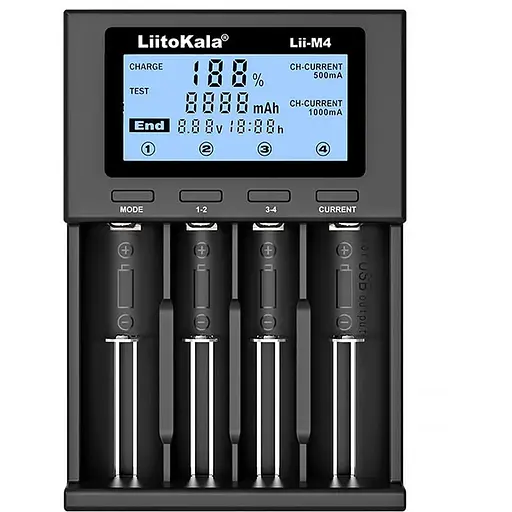 Зарядное устройство для LiitoKala Lii-M4, 4x(Lion/NiMH/NiCd), Power Bank, discharge function, display