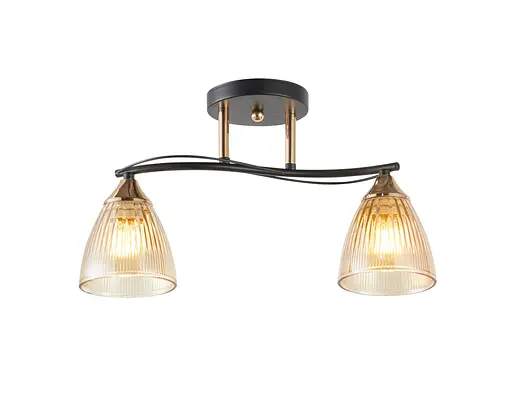 Люстра стельова на 2 плафони 6377-2 (Чорний+Золото)