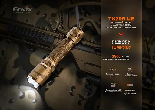 Тактичний ручний ліхтар Fenix TK20R UE 2800лм заряджання через Type-C (Сірий) - фото 7