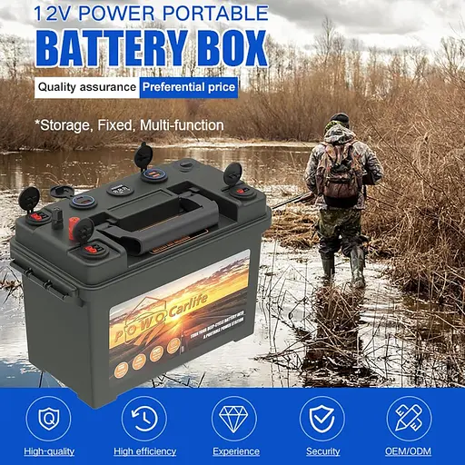 Аккумуляторная коробка POWO Carlife для батареи 30 Ah/20Ah/10Ah, водонепроницаемая батарейка с разъемом Anderson и двойным QC - фото 5