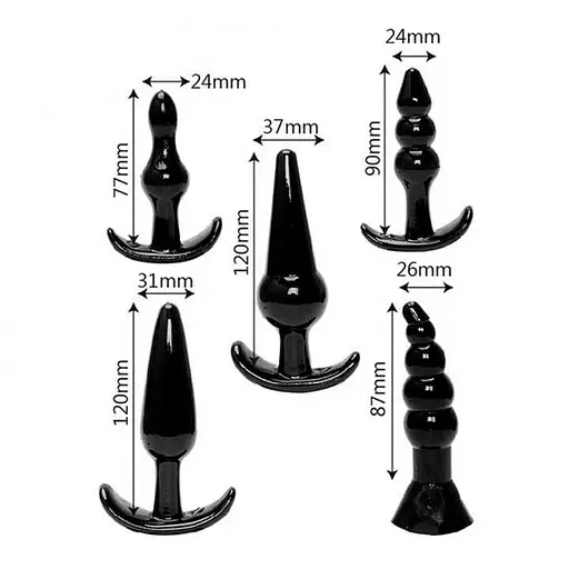 Комплект анальний для стимуляції фігурний силіконовий 5 предметів рожевий - фото 2