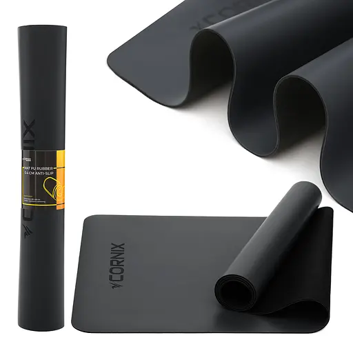Килимок спортивний Cornix PU 183 x 68 x 0.4 см для йоги та фітнесу XR-0317 Black - фото 1