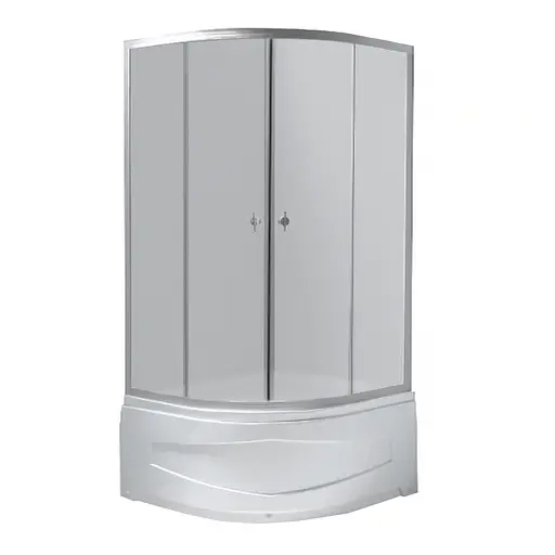 Душова кабіна кутова RJ Baron 100x100 розсувна скло Fabric 4 мм глибокий піддон хром матовий 100RZ014, хром матовий - фото 1