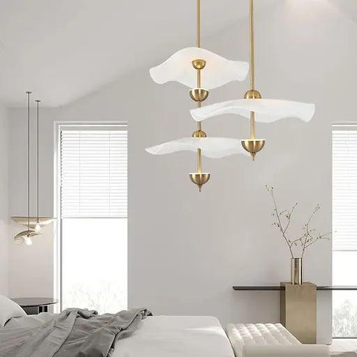 Латунный светильник с белым волнистым плафоном Ø 40 см Ст. SGA3-400-1 AB | Line F - фото 5