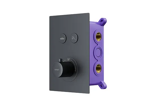 Душова система прихованого монтажу Corsan Plomeria black + BOX з термостатом 646994, Чорний матовий - фото 4