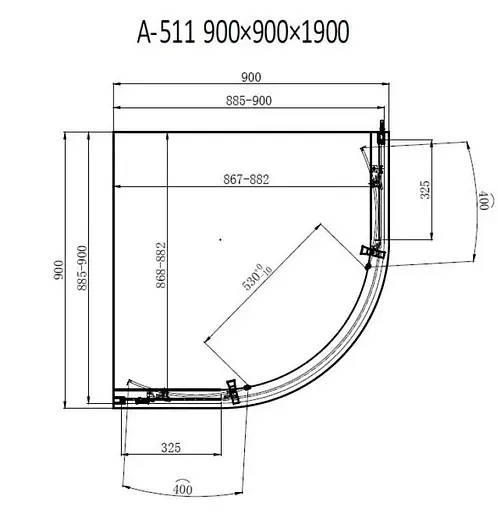 Душевая кабина Dusel A-511 90x90x190 тонированная, универсальная, тонированная, хром, 90x90 - фото 6