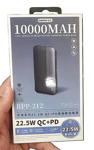 Павербанк Remax Tinyl Series RPP-212 портативное зарядное устройство УМБ PowerBank 10000 mAh Черный - фото 2