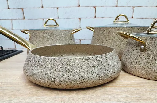 Набір кастрюль O.M.S. Collection 3041 з гранітно-мармуровим покриттям Пісочний (Туреччина) - фото 5