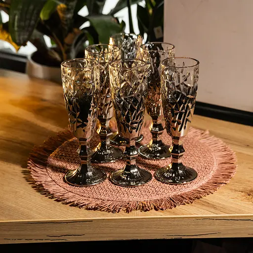 Набор бокалов для шампанского 6 штук 160 мл подарочные бокалы для шампанского на ножке фужеры для игристых вин Серый Yiwu HP-19-180 - фото 2