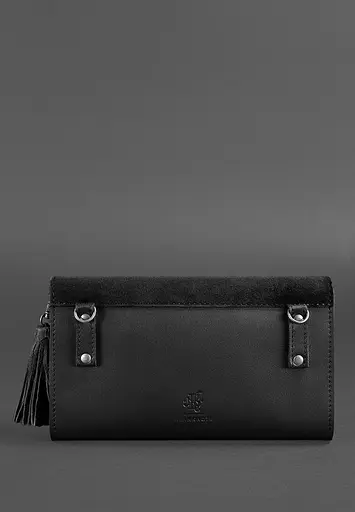 Шкіряна жіноча сумка Еліс чорна Велюр - фото 6