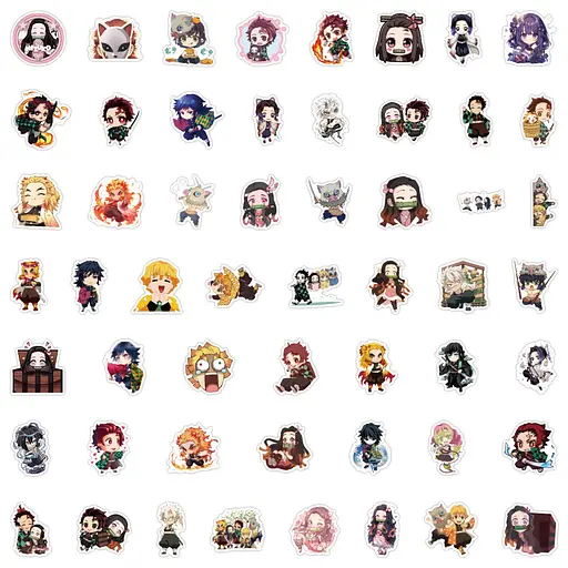 Стікерпак Набір наклейок GeekLand Клинок, що розсікає демонів Demon Slayer 50 штук 2457268949 - фото 2