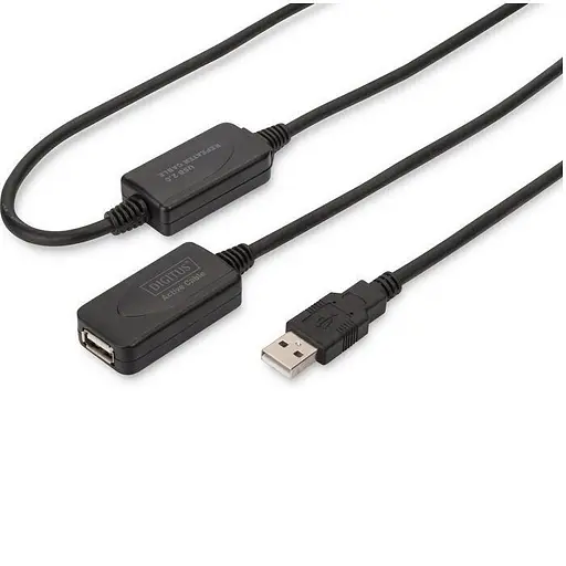 Активний подовжувач із чіпом USB AM-AF Digitus 15m black