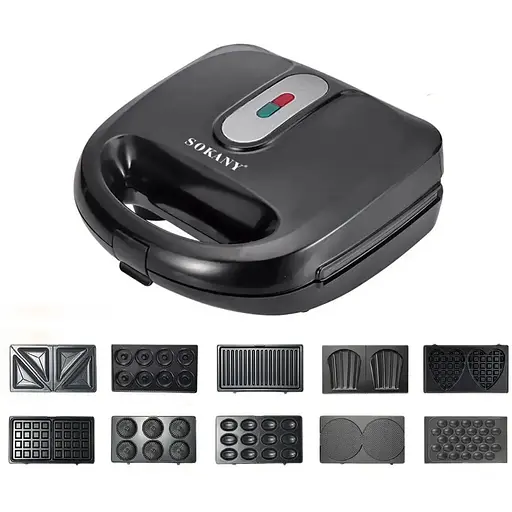 Электрогриль мультимейкер Sokany SK-08021 10в1 со съемными формами 750 Вт - фото 1