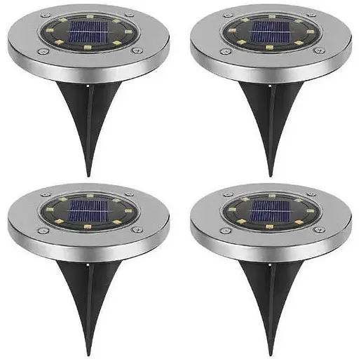 Сонячні вуличні світильники Solar Disk Lights 4 шт. підсвічування газону на сонячній батареї садові ліхтарі - фото 1