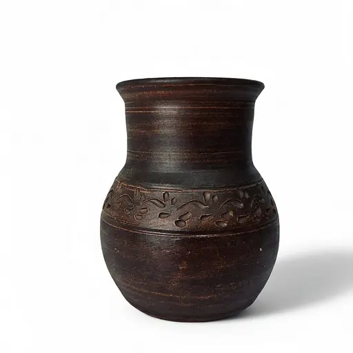 Глечик Молочник з червоної глини без ручки 1.5 л Декор молочена кераміка Український глиняний посуд - фото 1