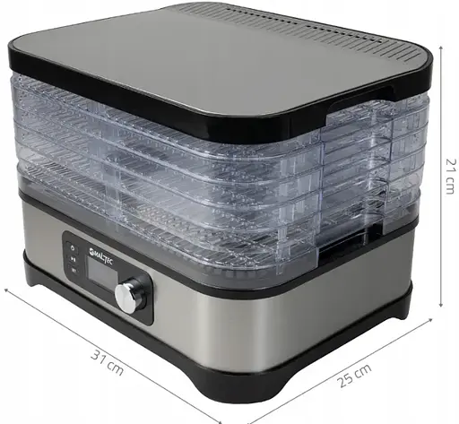 Дегідратор Maltec 109553 450 Вт 12 л 5 лотків таймер дисплей регулювання температури чорний INOX - фото 2