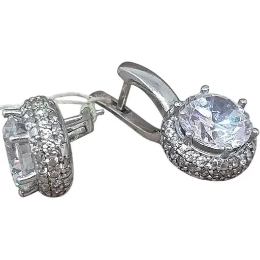 Серебряные серьги Агни ДИВО с фианитом. 2608/9Р-CZ