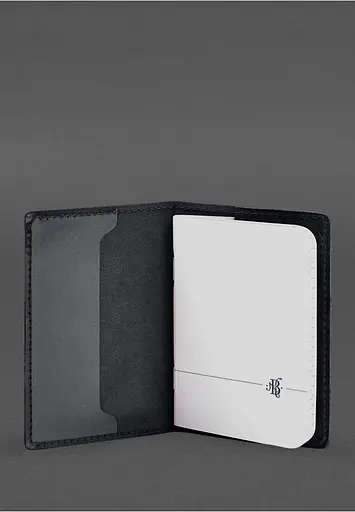 Кожаный переплет для военного билета офицера запаса 8.2 темно-синий Crazy Horse - фото 4