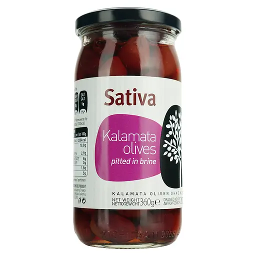 Оливки Sativa Каламата без кісточок в розсолі 360 г