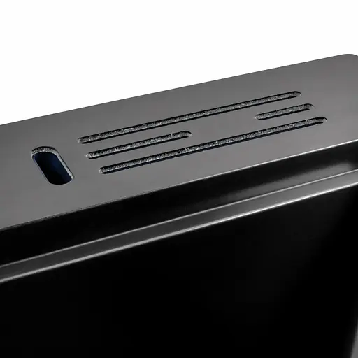 Кухонная мойка 60x50 PVD черная Platinum Handmade с подставкой для ножей, Черный - фото 7