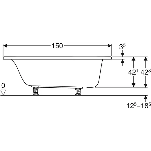 Ванна акриловая Gebert Selnova 150x70 554.281.01.1 + ножки Белый - фото 3