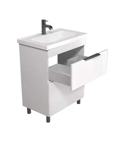 Тумба Мойдодир Iris 65 з умивальником Fenova 65 підлогова Білий - фото 2