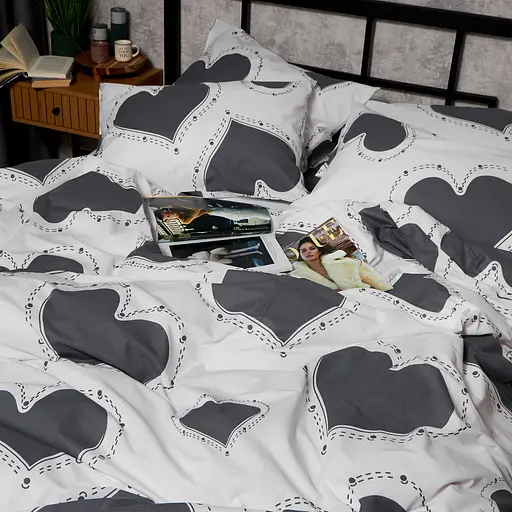 Комплект постільної білизни Moon&Star Бязь Gold Люкс Grey Love Сімейні 160х220х2 наволочки 2х70х70 - фото 6