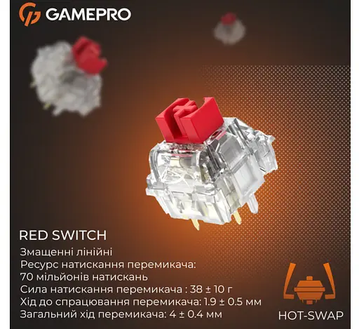 Клавиатура игровая механическая GamePro GPMK-116 Genesis Silver light USB Red Swich Hot-Swap N-KRO Grey - фото 7