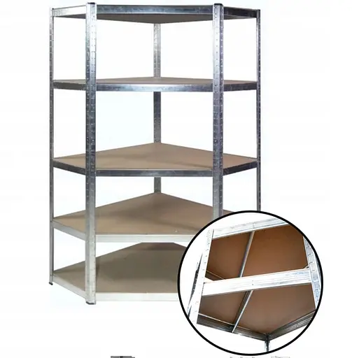 Металевий кутовий стелаж 180x30x90 5 полиць (сірий) - фото 5