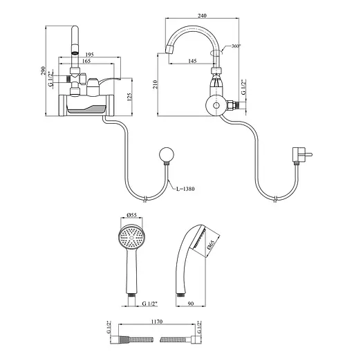 Проточный водонагреватель Kroner KRM Volt - CW191WMDS с дисплеем CV023249 - фото 2