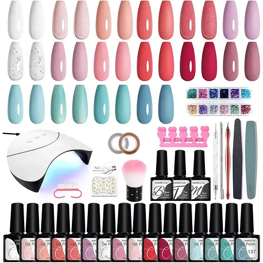 Набір гель-лаків для нігтів VANREESA 16 кольорів з УФ-лампою для нігтів
