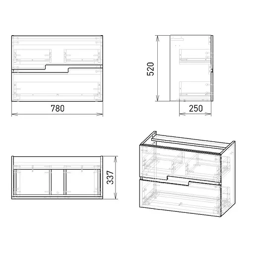Тумба з умивальником Volle Aiva 80 см 15-68-80 Білий - фото 4