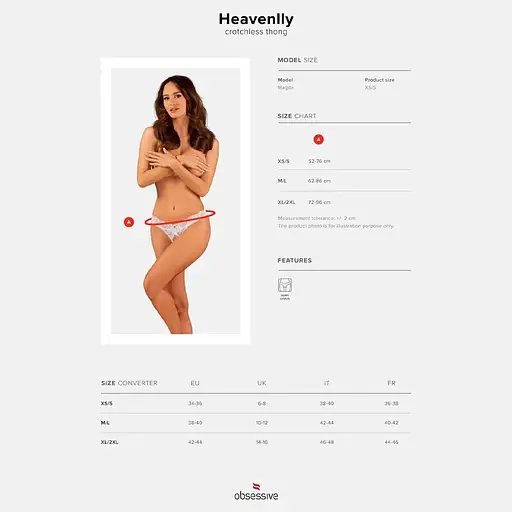 Мереживні танга Obsessive Heavenlly crotchless Thong M/L, з доступом - фото 7