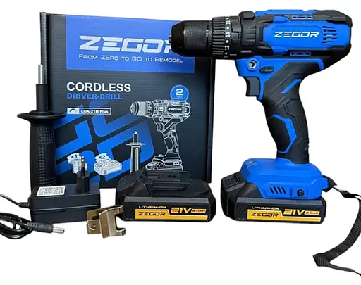 Шуруповерт ударный аккумуляторный Zegor CDA-21H PLUS/21В/2 скорости/2 батареи 21В 2Ач/реверс/подсветка/кейс - фото 3
