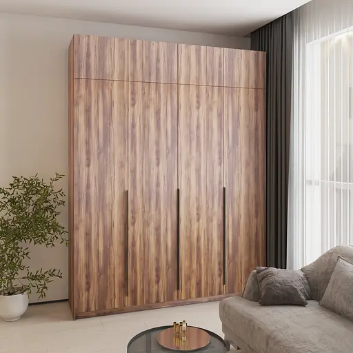 Шафа 4-дверна з антресоллю MebelStar Оскар ДСП BL-B, комплект полиць 200x52x260 см Дуб бурштиновий (MBS-5073) - фото 1