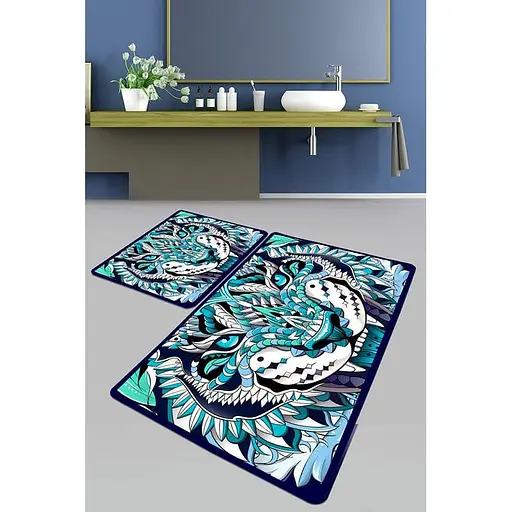 Набір килимків для ванної кімнати Chilai Home Bleu Tigre Banyo Halisi Djt 60 x 100 + 50 x 60