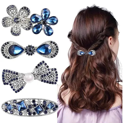 Шпилька для волосся у вигляді метелика, вінтажні сині кришталеві шпильки для волосся, стрази, квіти, намистини