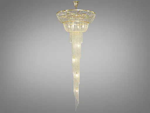 Сучасна кришталева люстра "Кришталевий каскад" на 16 лампи, золото - фото 3