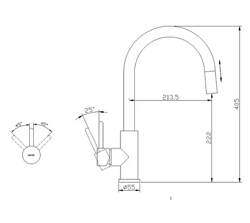 Змішувач для кухні Omnires Y inox Y1255IN Нержавіюча сталь - фото 3