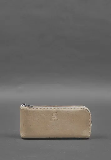 Кожаный портмоне-купюрник на молнии 14.0 светло-бежевый - фото 2