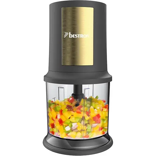 Электрический мультичоппер Bestron AKC200GP с двумя режущими лезвиями и емкостью 500 мл, большая импульсная кнопка, 3000 об/мин