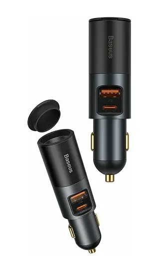 Разветвитель сплиттер авто адаптер сквозной Baseus 120W Car Splitter U+C CCBT-C0G - фото 2