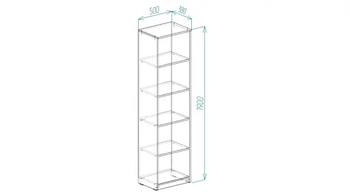 Пенал Анжело Ferrum-decor на 5 полиць 1900x500x380 ДСП Дуб Сан-Марино 16 мм (FRD-104937) - фото 3