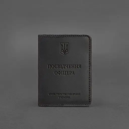 Кожаная обложка для удостоверения офицера 9.0 черная Crazy Horse - фото 5