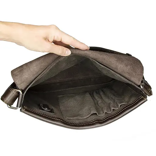 Кожаная мужская сумка через плечо GRANDE PELLE 32х24х6 см sum0025720 - фото 2