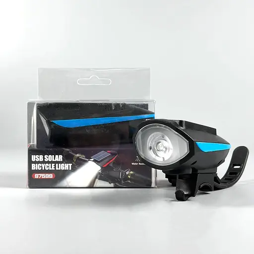 Велофара с солнечной панелью и сигналом Bike Light 7599 Solar аккумуляторный велофонарь Li-Ion panel IPX4  USB-C - фото 10
