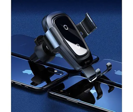 Бездротовий ЗП і тримач Baseus Metal Wireless Charger Gravity Car Mount (WXYL-B0A) - фото 2