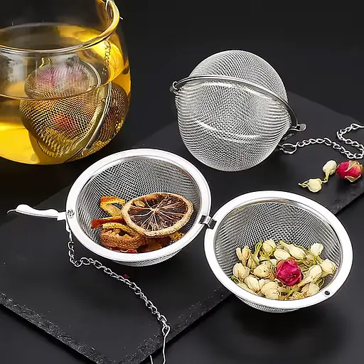 Ситечко заварник сетчатый фильтр для заваривания чая из нержавеющей стали шарик для трав (диаметр 4.5 см), Kitchen Master Серебристый 87627 - фото 6