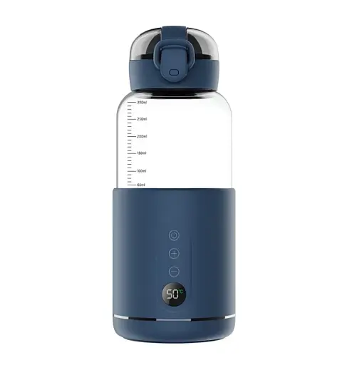 Пляшка з підігрівом для дитячого харчування та напоїв 300 мл з акумулятором підігрівач термос для дитячого харчування Синій Yiwu HW01BL - фото 1