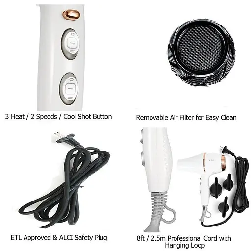 Фен для сушіння та укладання волосся VGR V-414 2000 Вт - фото 4